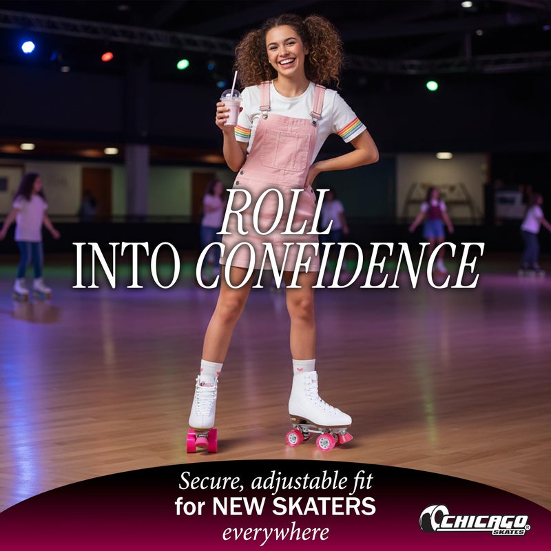 CHICAGO Skates Premium White Quad Roller Skates for Girls and Women Beginners Classic Adjustable High-Top Design for Indoor or Outdoor Skates and Roller Derby - Image 5